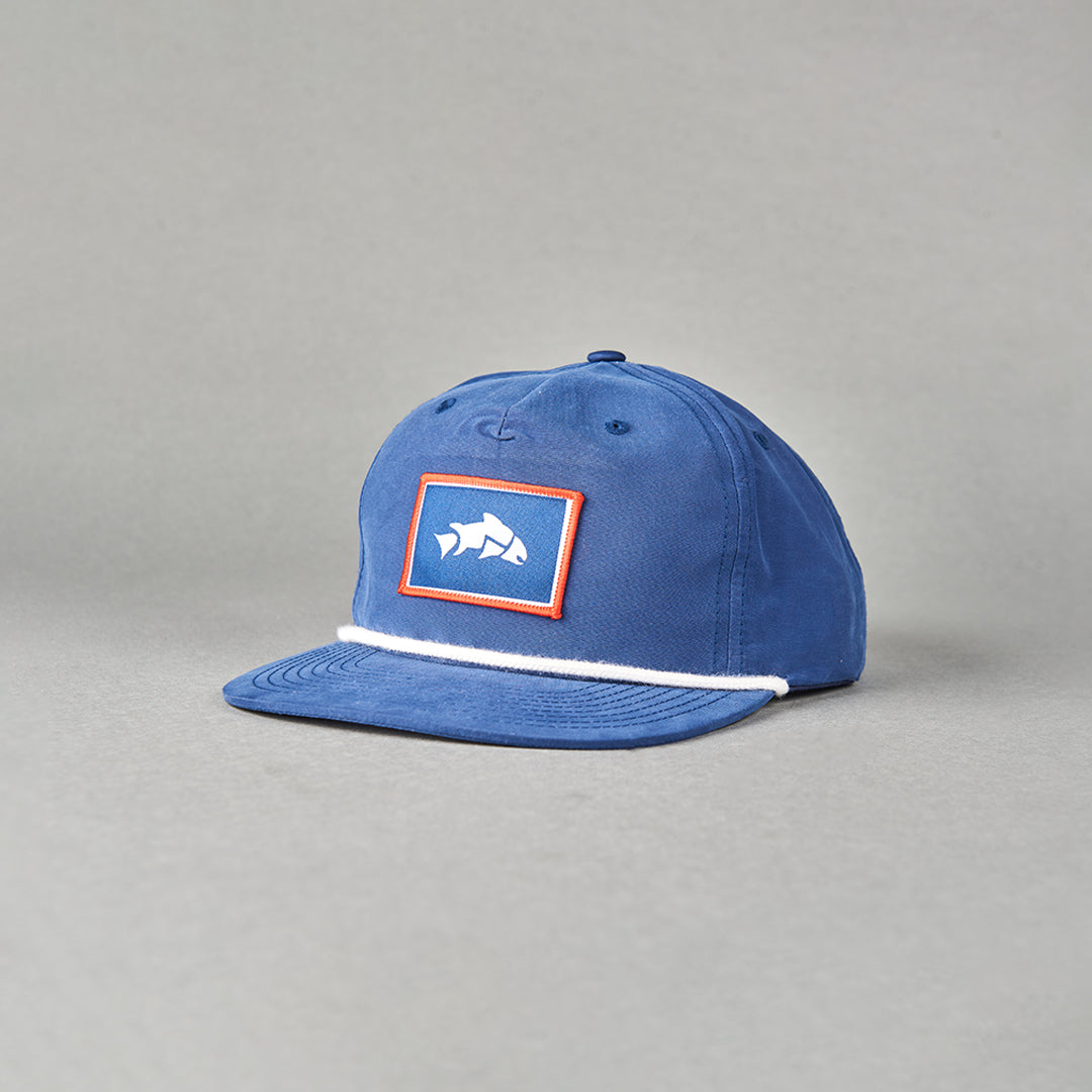 The Give’r Lightweight Skipper Hat Snapback Hat | Give’r Navy W Red Rope